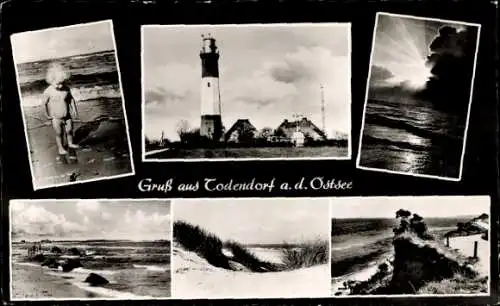 Ak Todendorf Panker in Schleswig Holstein, Leuchtturm, Dünen, Strandpartie