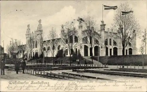 Ak Düsseldorf am Rhein, Ausstellung, Pavillon der Waggon- und Eisenbahn-Fabriken
