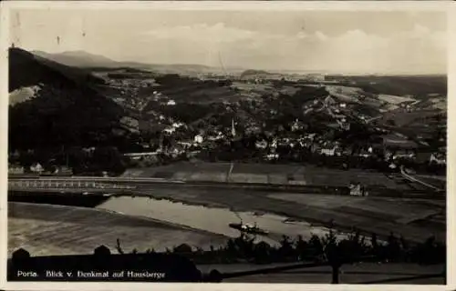 Ak Porta Westfalica an der Weser, Blick vom Denkmal auf Hausberge