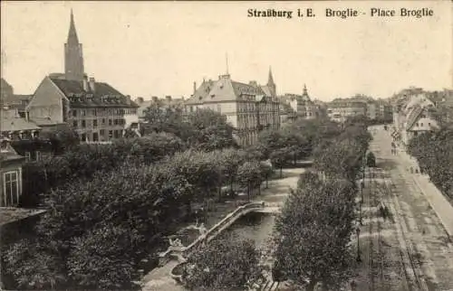 Ak Strasbourg Elsass Bas Rhin, Place Broglie