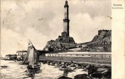 Ak Genova Genua Liguria, Lanterna, Leuchtturm