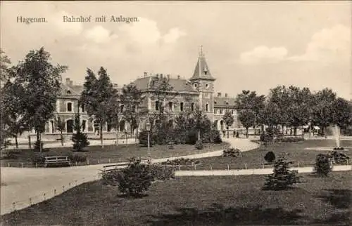 Ak Haguenau Hagenau im Elsass Bas Rhin, Bahnhof