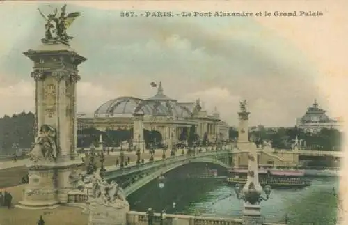 Glitzer Ak Paris VIII Élysée, Pont Alexandre, Grand Palais