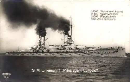 Ak Deutsches Kriegsschiff, SMS Prinzregent Luitpold, Großlinienschiff, Kaiserliche Marine