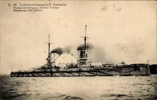 Ak Deutsches Kriegsschiff, SMS Kaiserin, Großlinienschiff, Kaiserliche Marine