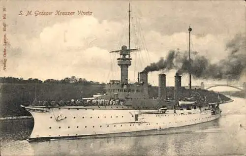 Ak Deutsches Kriegsschiff, SMS Vineta, Großer Kreuzer, Kaiserliche Marine, GLK
