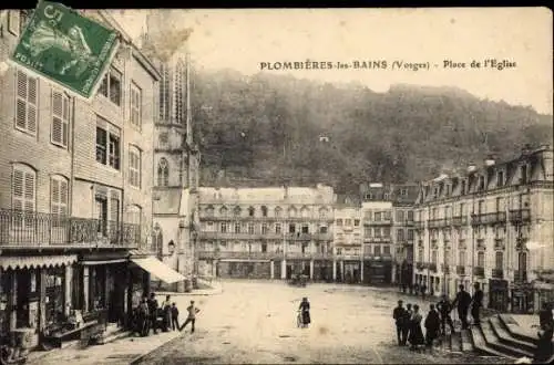 Ak Plombières les Bains Lothringen Vosges, Place de Église