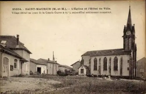 Ak Saint Maurice Meurthe et Moselle, Kirche, Rathaus