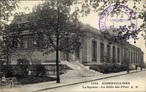 Ak Aubervilliers Seine Saint Denis, Le Square, La Salle des Fetes