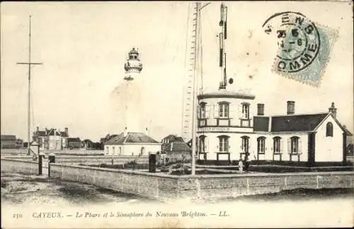 Ak Cayeux sur Mer Somme, Le Phare et le Semaphore du nouveau Brighton