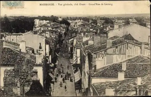 Ak Marmande Lot-et-Garonne, Vue generale, cote Ouest, Grand Rue de Lestang