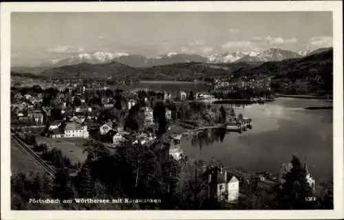 Ak Pörtschach am Wörther See Kärnten, Panorama, Karawanken