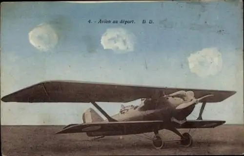 Ak Zivilflugzeug, Doppeldecker, Propeller