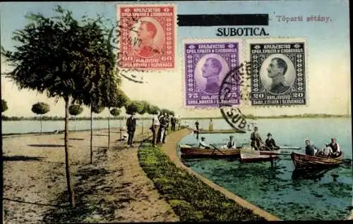 Ak Szabadka Subotica Serbien, Wasserpartie, Ruderboote