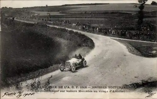 Ak Großer Preis von Frankreich 1908, Autorennen, Mercedes Rennwagen, Lautenschläger