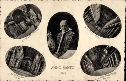 Ak Heiliges Jahr 1925, Papst Pius XI., Achille Ambrogio Damiano Ratti, päpstliche Basiliken