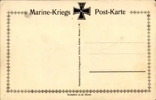 Künstler Ak Jensen, T., Deutsches U Boot, U 9 nach Vernichtung dreier engl. Kriegsschiffe