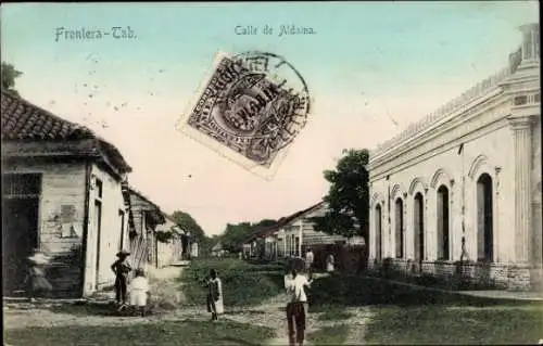 Ak Frontera Tabasco Mexiko, Calle de Aldama, Straßenpartie, Anwohner