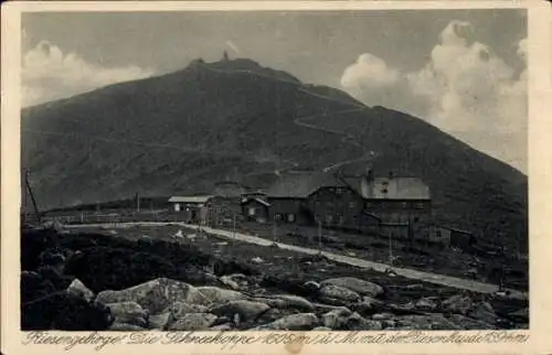 Ak Malá Úpa Kleinaupa Riesengebirge Region Königgrätz, Schneekoppe mit der Riesenbaude