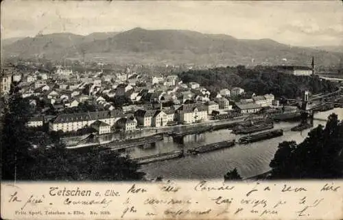 Ak Děčín Tetschen an der Elbe Region Aussig, Panorama