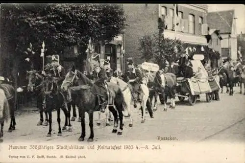 Ak Husum in Nordfriesland, 300. Stadtjubiläum und Heimatfest 1903, Kosacken