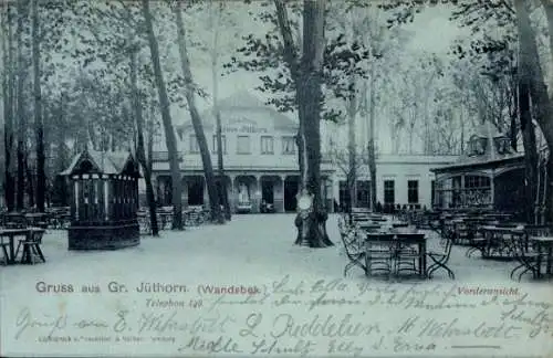 Mondschein Ak Hamburg Wandsbek Jüthorn, Terrasse bei Nacht