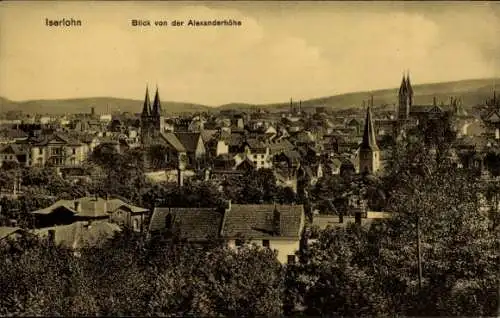 Ak Iserlohn, Blick von der Alexanderhöhe auf den Ort