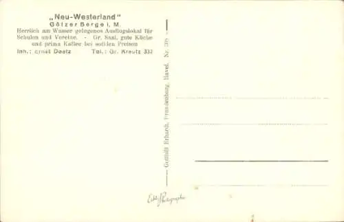 Ak Groß Kreutz Landkreis Potsdam Mittelmark, Fliegeraufnahme Götzer Berge, Neu Westerland,Bes. Deetz