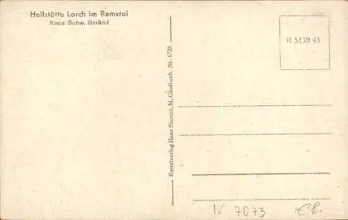 Ak Lorch im Remstal Württemberg, Tagesraum der Heilstätte