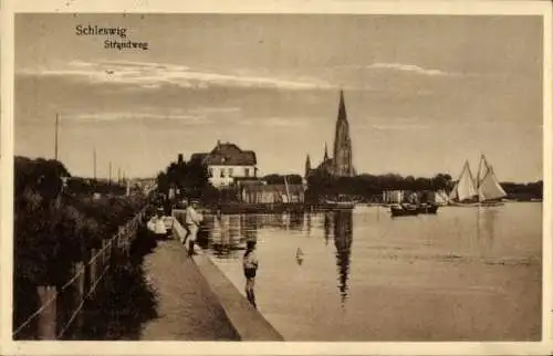 Ak Schleswig an der Schlei, Strandweg
