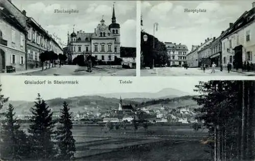 Ak Gleisdorf Steiermark, Gesamtansicht, Florianplatz, Hauptplatz