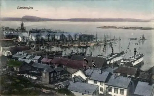 Ak Hammerfest Norwegen, Panorama, Hafen