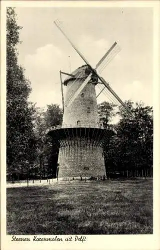 Ak Delft Südholland Niederlande, Steenen Korenmolen