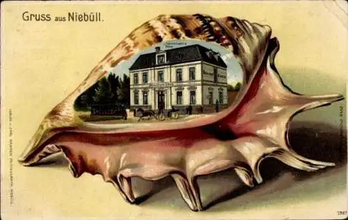 Präge Muschel Litho Niebüll in Nordfriesland, Hotel, Kutsche