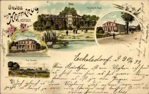 Litho Haffkrug Scharbeutz Ostholstein, Elisabeth Bad, Villa Schütt, Strand