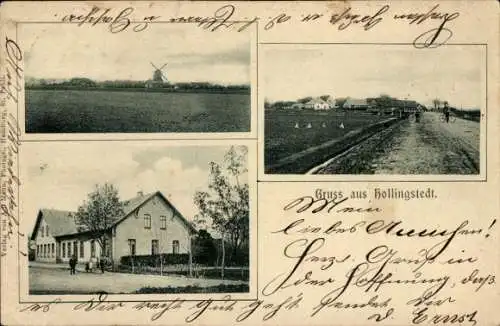 Ak Hollingstedt an der Treene, Windmühle, Ortsansichten