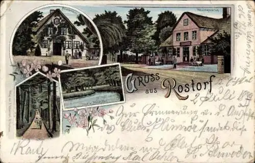 Litho Rostorf Rosdorf in Holstein, Försterhaus, Gasthaus Waldmannsruh