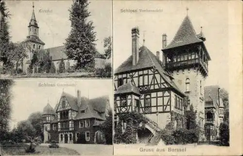 Ak Berssel Osterwieck im Kreis Harz, Schloss, Vorderseite, Gartenansicht, Kirche