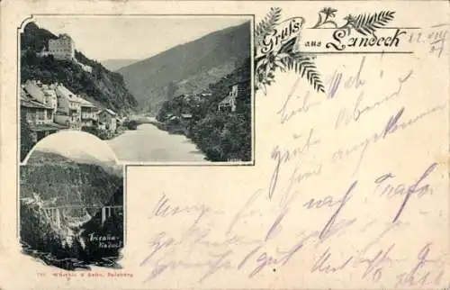 Ak Landeck in Tirol, Gesamtansicht, Viadukt