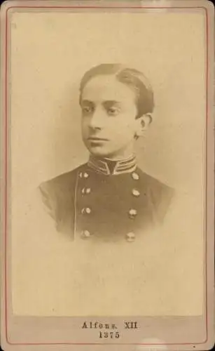 CdV Alfons XIII, König von Spanien, Portrait in Uniform