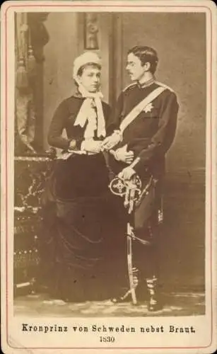 CdV Kronprinz von Schweden mit Braut, späterer König Gustav V, Portrait