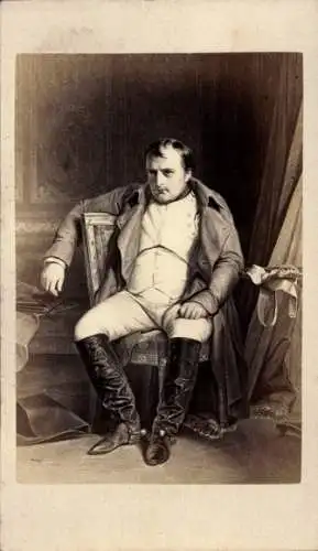 CdV Napoleon Bonaparte, Portrait in Fontainebleau 1814, Gemälde von Delaroche