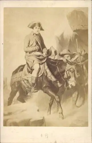 CdV Napoleon Bonaparte überquert die Alpen, Gemälde von Delaroche