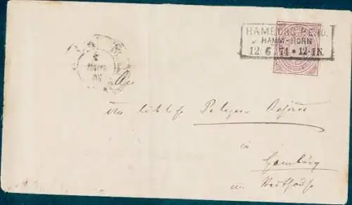 Michel Nr. 24 auf Brief Hamburg Horn Hamburg P.E. 10; 12.06.1874