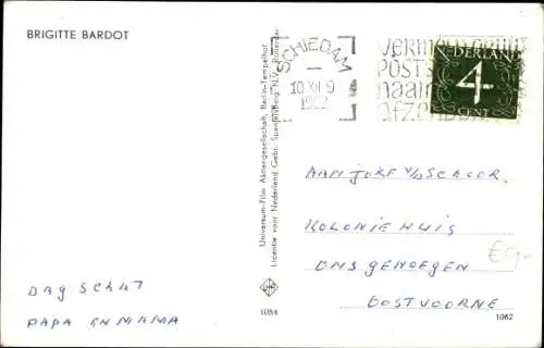 Ak Schauspielerin Brigitte Bardot, Portrait