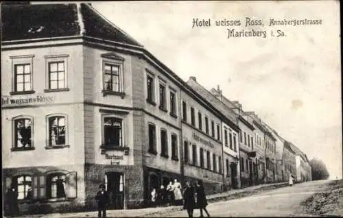 Ak Marienberg im Erzgebirge Sachsen, Hotel weißes Ross, Annebergerstraße