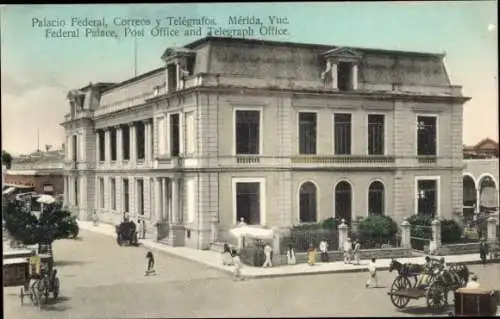 Ak Merida Mexiko, Bundespalast, Post- und Telegraphenamt