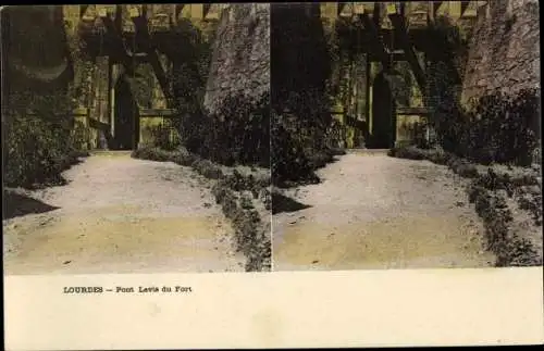 Ak Lourdes Hautes Pyrénées, Pont Levis du Fort