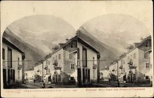 Stereo Ak Chamonix Mont Blanc Haute Savoie, Straßenpartie, Häuser