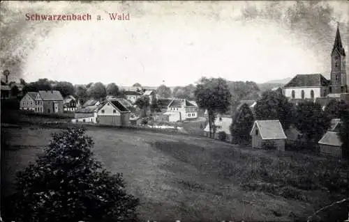 Ak Schwarzenbach am Wald Oberfranken, Gesamtansicht, Kirche
